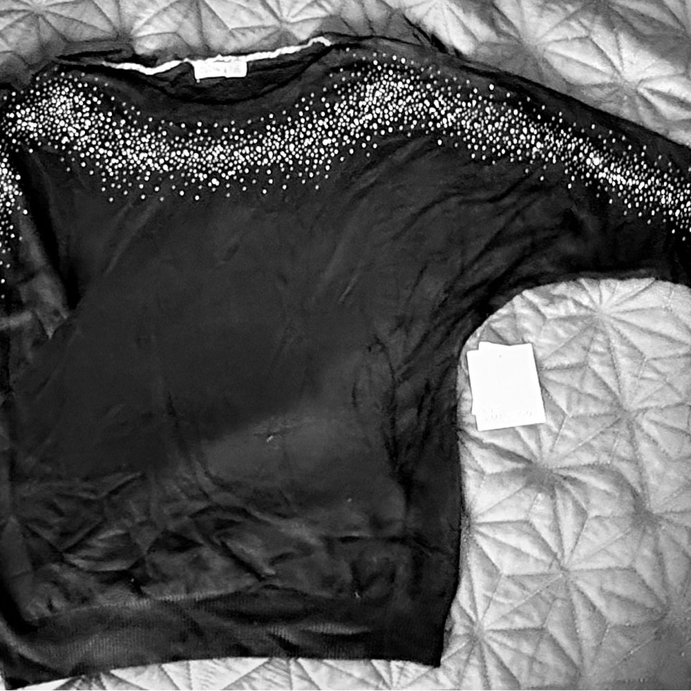 Black Sweater with Rhinestone Detailing